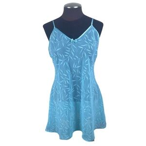 Frederick's of Hollywood Size M Chemise Dress Light Turquoise Bows Coquette Y2K
